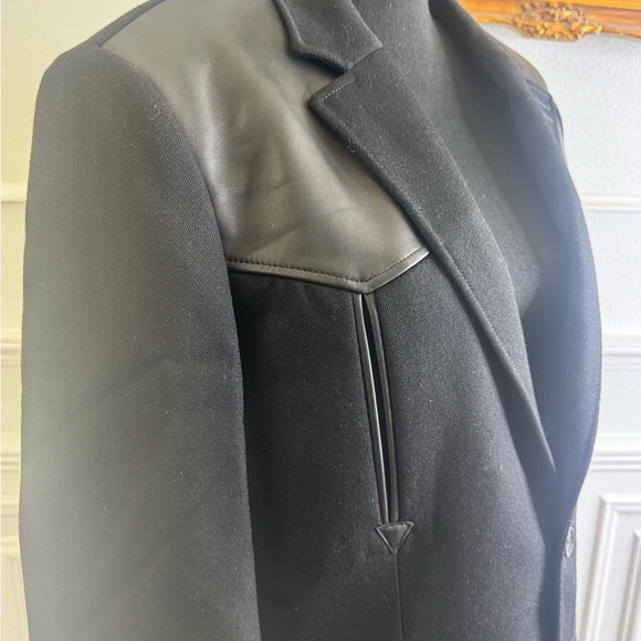 Black Blazer with Lamb Leather Accents - Picture 8 of 17
